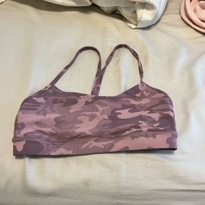 Lululemon pink camo flow y bra size 6